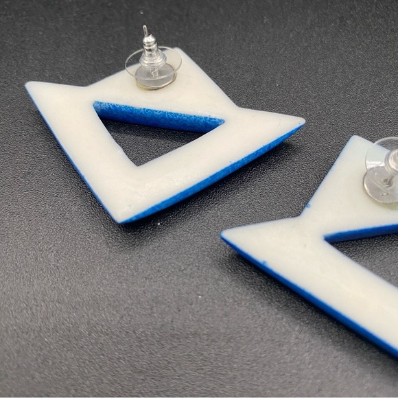 Steller 90s Vintage Mod Earrings in Bright Blue - Pierced - Picture 5 of 8